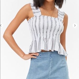 Smocked Striped Ruffle Top